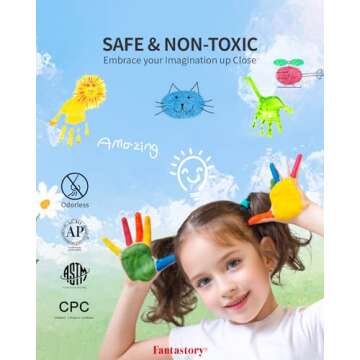 Fantastory Tempera Paint Set for Kids - 32 Washable Colors