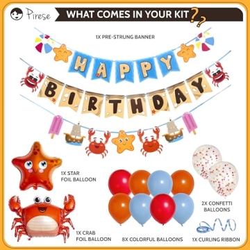 Pirese Crab Party Decorations, Crab Birthday Decor, Crab Decorations Party, Crab Feast Party Supplies | Seafood Boil Party Supplies | Crab Sign | Crab Balloon | Crab Boil Party Supplies, Seafood Party