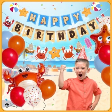 Pirese Crab Party Decorations, Crab Birthday Decor, Crab Decorations Party, Crab Feast Party Supplies | Seafood Boil Party Supplies | Crab Sign | Crab Balloon | Crab Boil Party Supplies, Seafood Party