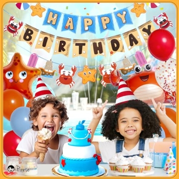 Pirese Crab Party Decorations, Crab Birthday Decor, Crab Decorations Party, Crab Feast Party Supplies | Seafood Boil Party Supplies | Crab Sign | Crab Balloon | Crab Boil Party Supplies, Seafood Party