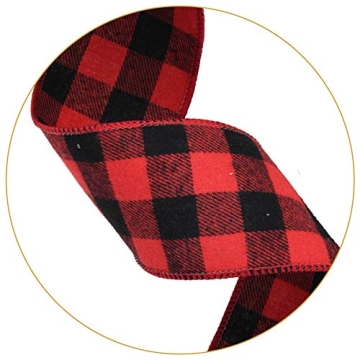 Beautiful Red and Black Plaid Christmas Tree Bow Topper
