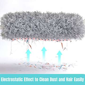 TransWonder Microfiber Duster with Extension Pole(100in.), 360 Degree Bendable Long Handle Duster for High Ceiling, Fan/Light, Cobwebs, Car, Computer/TV (Grey)