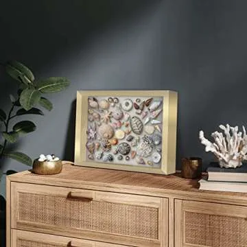 Americanflat 11x14 Shadow Box Frame with Shatter-Resistant Glass - Silhouette Collection - Large Shadow Box Display Case for Tabletop and Wall Display - Gold with Soft Felt Back