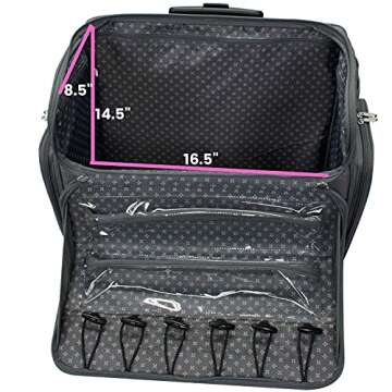 Everything Mary Sewing Machine Rolling Carrying Case, Pink Floral - Trolley Bag with Wheels for Brother, Bernina, Singer & Most Machines - Wheeled Tote Carrier for Notions & Crafts