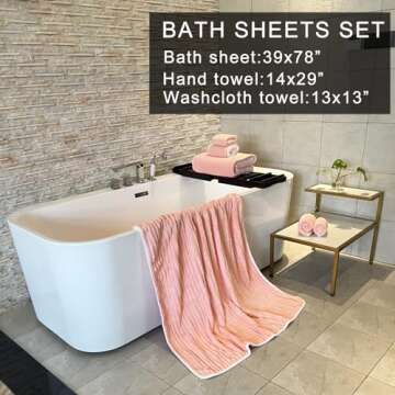YTYC 39x78 Inches Oversized Bath Sheets Towels Set of 6 Large Towels for Bathroom Luxry Plush Super ...