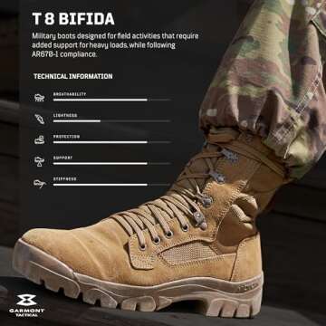 GARMONT TACTICAL T8 Bifida Military Combat Boots for Men and Women, Army, Air Force, AR670-1 Complia...