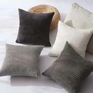 Topfinel 45x45 cm Grey Couch Pillow Covers Set of 4