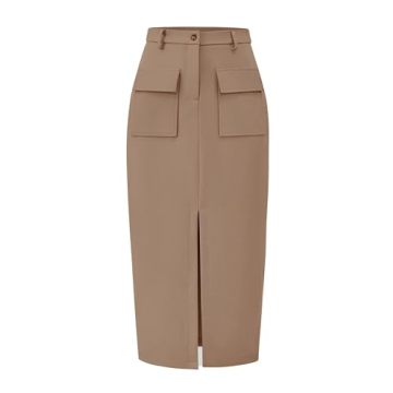 KIRUNDO Womens Cargo Midi Skirt - Stylish and Versatile for All Occasions