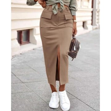 KIRUNDO Cargo Midi Skirt for Women, Stylish & Versatile