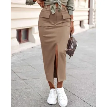 KIRUNDO Cargo Midi Skirt for Women, Stylish & Versatile