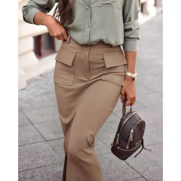 KIRUNDO Cargo Midi Skirt for Women, Stylish & Versatile