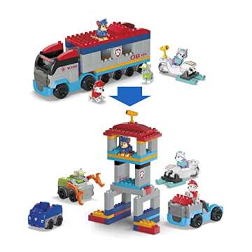 Mega BLOKS PAW Patrol Toddler Building Blocks Toy Cars, PAW Patroller with 81 Pieces, 4 Figures, Fisher-Price Gift Ideas for Kids Age 3+ Years