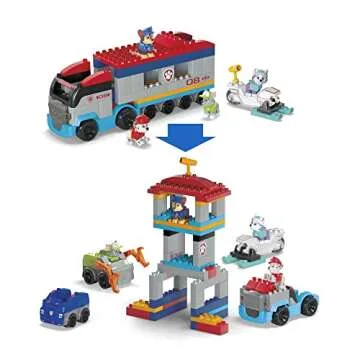 Mega BLOKS PAW Patrol Toddler Building Blocks Toy Cars, PAW Patroller with 81 Pieces, 4 Figures, Fisher-Price Gift Ideas for Kids Age 3+ Years