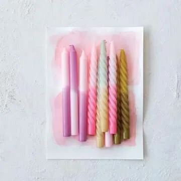 Creative Co-Op Pink Twisted Candles Set of 2 - Elegant