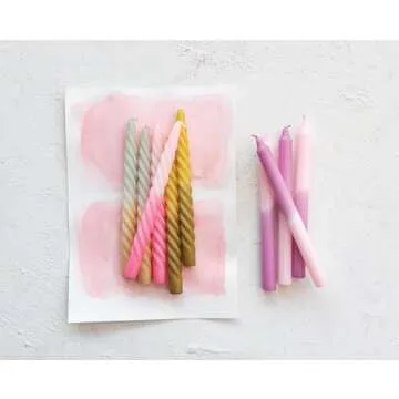 Creative Co-Op Pink Twisted Candles Set of 2 - Elegant