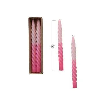 Creative Co-Op Pink Twisted Candles Set of 2 - Elegant
