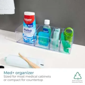 InterDesign Med Vanity Divided, Medication and Bathroom Accessory, 9-inch, Short Organizer