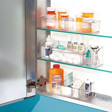 InterDesign Med Vanity Divided, Medication and Bathroom Accessory, 9-inch, Short Organizer