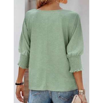 Dokotoo Women's 3/4 Sleeve Tops for Stylish Comfort