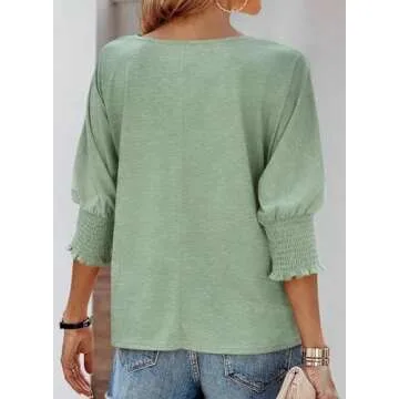 Dokotoo Women's 3/4 Sleeve Tops for Stylish Comfort