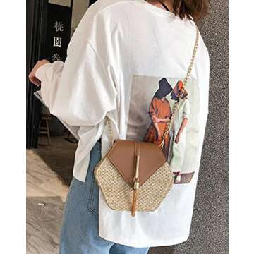 Crossbody Bags for Women Straw Beach Bag Hobo Bag Satchel Bag Tote Handbags Cute Straw Travel Bag Crossbody Bag 2024