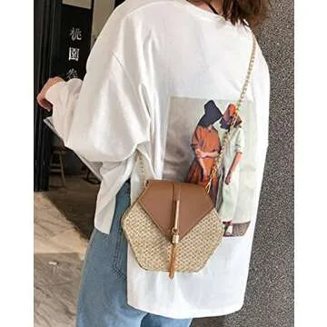 Crossbody Bags for Women Straw Beach Bag Hobo Bag Satchel Bag Tote Handbags Cute Straw Travel Bag Crossbody Bag 2024