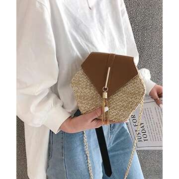 Crossbody Bags for Women Straw Beach Bag Hobo Bag Satchel Bag Tote Handbags Cute Straw Travel Bag Crossbody Bag 2024