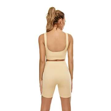 MITALOO Women's 2 Piece Workout Sets Ribbed Crop Tank Sports Bra And Leggings Set High Waist Shorts Yoga Outfits