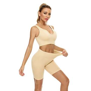 MITALOO Women's 2 Piece Workout Sets Ribbed Crop Tank Sports Bra And Leggings Set High Waist Shorts Yoga Outfits