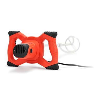 Electric Cement Concrete Mixer - Mixer Machine for Concrete Mortar Drywall Mud Cement Grout Thinset - Adjustable 6 Speed Power - 5" Mixing Paddle - Handheld & Portable - 1800W Motor