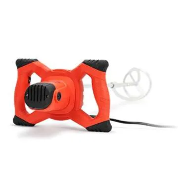 Electric Cement Concrete Mixer - Mixer Machine for Concrete Mortar Drywall Mud Cement Grout Thinset - Adjustable 6 Speed Power - 5" Mixing Paddle - Handheld & Portable - 1800W Motor