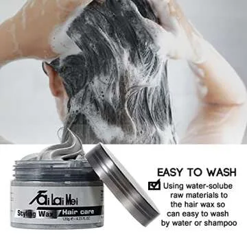 Temporary Silver Gray Hair Wax 4.23oz, Instant Hairstyle Mud Cream, Hair Pomades for Party, Cosplay, Nightclub, Masquerade, Halloween.
