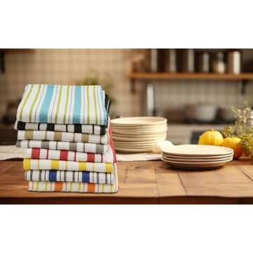 COTTON CRAFT Cotton Kitchen Towels with Hanging Loop