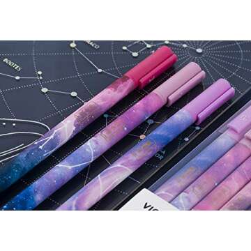 Jisomin 12pcs Constellation Gel Ink Pens, Creative Galaxy Pens, 0.5mm Extra-Fine Ballpoint Pen, Promotional Gift Stationery School Office Supply (Black Ink)