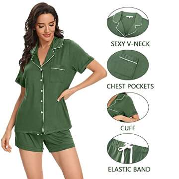 IZZY + TOBY Women's Pajama Sets Button Down Short Sleeve Sleepwear Soft PJS Set Lightweight Lounge S-XXL