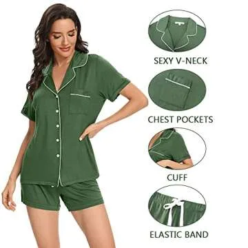 IZZY + TOBY Women's Pajama Sets Button Down Short Sleeve Sleepwear Soft PJS Set Lightweight Lounge S-XXL