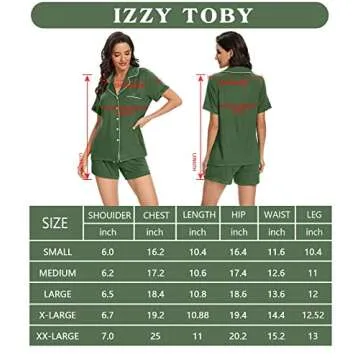 IZZY + TOBY Women's Pajama Sets Button Down Short Sleeve Sleepwear Soft PJS Set Lightweight Lounge S-XXL