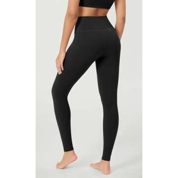 ODODOS Body-Hugging Full Length Workout Leggings with Back Pocket for Women, 28" High Waist Yoga Pants, Black, XX-Large