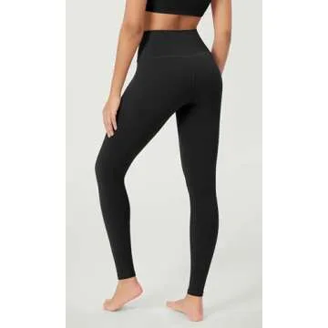 ODODOS Body-Hugging Full Length Workout Leggings with Back Pocket for Women, 28" High Waist Yoga Pants, Black, XX-Large
