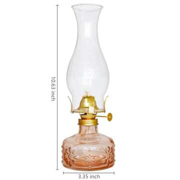 2 Pcs Chamber Oil Lamps for Indoor Use, Rustic Flower Glass Kerosene Lamp Home Decorative Color Hurr...