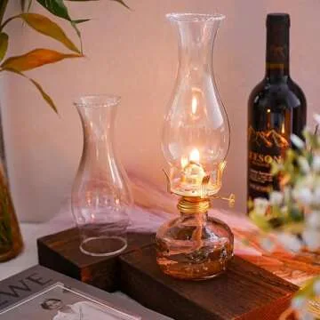 Vintage 2 Pcs Chamber Oil Lamps for Home Decor