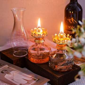 Vintage 2 Pcs Chamber Oil Lamps for Home Decor