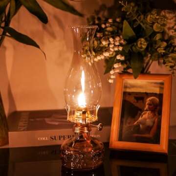 Vintage 2 Pcs Chamber Oil Lamps for Home Decor