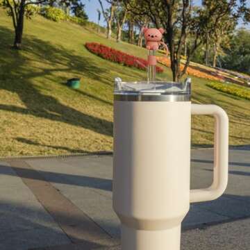 FOOGWEE 4 Pack Compatible with Stanley 30&40 Oz Tumbler, Cute Straw Cover Caps for Stanley Cup, 10mm/0.4inch Straw Topper, Dust-Proof Reusable Straw Tips Lids Cup Accessories for 10mm Straws