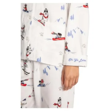 PJ Salvage Women's Flannel Pajama Set Snow White Comfort