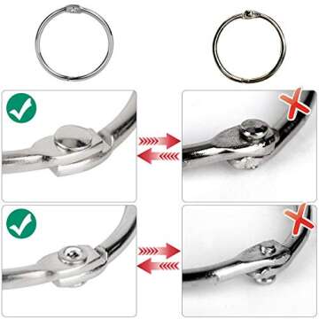 Binder Rings,KASEMI 100pcs Book Rings Assorted Sizes (1,1.5,2 inch) for School,Classroom,Office