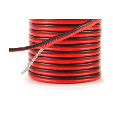 C-able 100FT 18 AWG Gauge Electrical Wire Hookup Red Black Copper Stranded Auto 2 Wire Low Voltage 1...