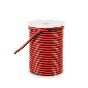 C-able 100FT 18 AWG Gauge Electrical Wire Hookup Red Black Copper Stranded Auto 2 Wire Low Voltage 12v DC Wire for Single Color LED Strip Extension Cable Cord Spool