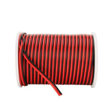 C-able 100FT 18 AWG Gauge Electrical Wire Hookup Red Black Copper Stranded Auto 2 Wire Low Voltage 12v DC Wire for Single Color LED Strip Extension Cable Cord Spool