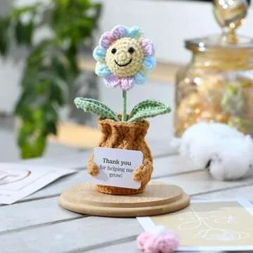 YOOJEE Thank You Gifts for Women – "Thank You for Helping Me Grow!" Crochet Sunflower Pot Handmade...